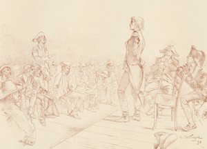 Bonaparte henvender seg til en jakobinsk klubb på Korsika, c1789, 1896 av Unbekannt