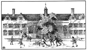 Gutter i Tudor-tider spiller fotball på Berkhamsted Grammar School, Hertfordshire av Unbekannt