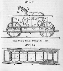 Brandreths hestedrevne lokomotiv Cycloped, 1829 av Unbekannt