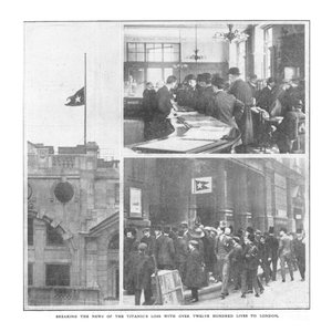 Breaking the News of Titanics-tapet med over tolv hundre liv til London, 20. april 1912. av Unbekannt