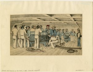 Britiske marineskyttere på kanondekk, ca. 1850 av Unbekannt