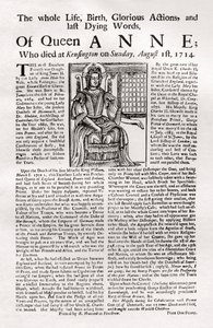 Broadside publisert om dronning Annes død, 1714 1906 av Unbekannt