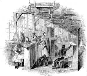 Broadwoods pianofabrikk, Horseferry Road, Westminster, London, 1842 av Unbekannt