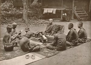 Buddhistprest med elever, 1900. av Unbekannt