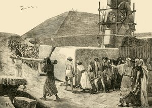 Bygge en pyramide, 1890. av Unbekannt