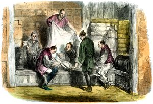 Kjøpe kamletter i en butikk, Yokohama, Japan, 1865 av Unbekannt