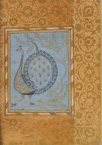Kalligrafisk komposisjon i Shape of Peacock, Folio fra Bellini Album, ca. 1600. av Unbekannt