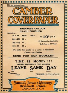 Camber Coverpaper - Samuel Jones & Company-annonse, 1919 av Unbekannt