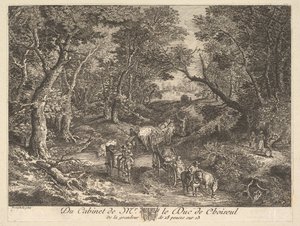 Carts on a Path through the Woods etter et maleri i samlingen til Duc de Choiseul, 1771. av Unbekannt