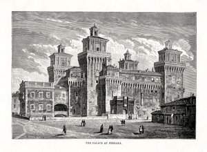 Estense Castle, Ferrara, Italia, 1879 av Unbekannt