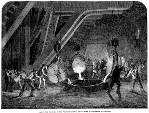 Støping av sylinderen til Britannia Press ved Bank Quay Foundry, Warrington, 1851 av Unbekannt