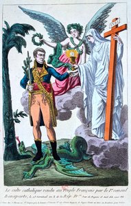 Katolsk tilbedelse ble returnert til det franske folket av 1. konsul Bonaparte, 1800-tallet av Unbekannt