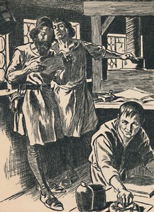 Caxton i hans trykkeri, c1907 av Unbekannt