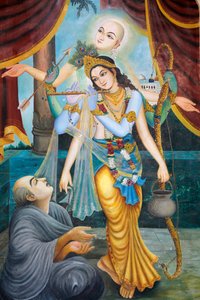 Chaitanya Mahaprabhu, en Vaishnava-helgen og sosial reformator fra 1400-tallet - Vaishnava betyr å ære Vishnu eller Krishna (Krishna, spiller på fløyte, er en av Vishnus avatarer) Vrindavan Inde av Unbekannt