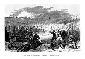 Anklagen for de prøyssiske lanserne i Weissenburg, 1870, 1875 av Unbekannt