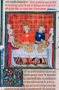 Charles IV mottar gaver, 1375-1379 av Unbekannt