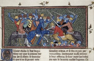 Charles Martel i slaget ved Tours, ca 1332-1350. av Unbekannt