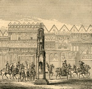 Cheapside Cross, slik det dukket opp i 1547, 1897. av Unbekannt