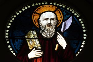 Chijmes. Glassmaleri. Saint Bartolomeus. Singapore av Unbekannt