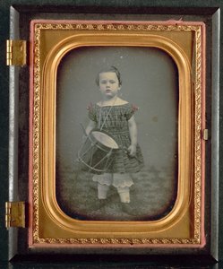 Barn med tromme, 1850-tallet. av Unbekannt