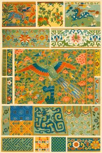 Kinesisk maleri, veving, broderi og cloisonné, 1898. av Unbekannt