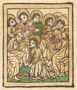 Kristus vasker apostlenes føtter, ca. 1490. av Unbekannt