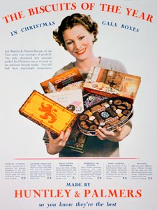 Juleannonse for Huntley og Palmers kjeks, 1935 av Unbekannt