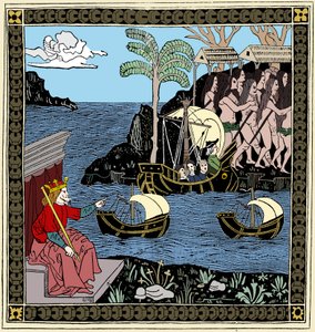 Christopher Columbus Discovering America, tresnitt, 1493 av Unbekannt