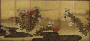 Krysantemum ved siden av en bekk, Edo-periode, 1800-tallet. av Unbekannt