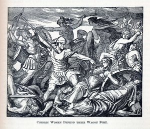 Cimbric Women forsvarer vognfortet sitt, 1882 av Unbekannt