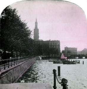 Rådhuset og Alster, Hamburg, Tyskland, slutten av 1800-tallet av Unbekannt