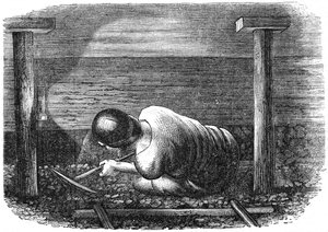 Kullgruvearbeider som arbeider med en smal søm, c1864. av Unbekannt