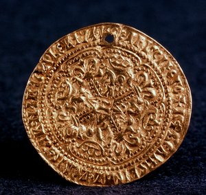 Mynt Korabelnik av Tsar Ivan III Averse: blomstrende kors, 1471-1490 av Unbekannt