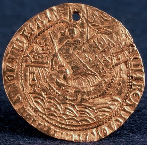 Mynt Korabelnik av tsar Ivan III, omvendt: linjal på skipet hans, 1471-1490 av Unbekannt