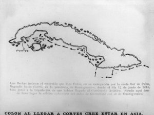 Columbus da Cortes ankom Cuba, 1400-tallet, 1920-tallet av Unbekannt