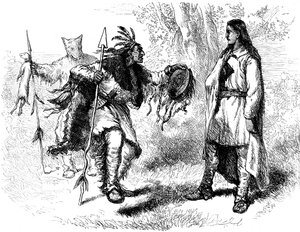 Konverterte indianere og powwows, c1600-tallet c1880 av Unbekannt