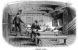 Fangeavdeling om bord på fengselshulken Warrior i Woolwich, London, 1848 av Unbekannt