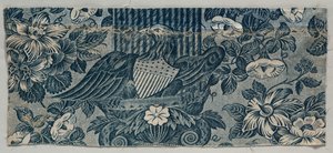 Kobberplatetrykt bomullsfragment med amerikansk ørn, 1830 - 1840. av Unbekannt