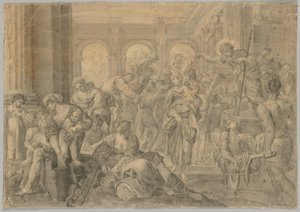 Kopi av Annibale Carraccis St. Roch Giving Alms, 1595 eller senere. av Unbekannt
