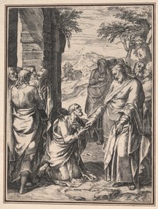 Kopi av Cornelis Cort: Christ Giving the Key of the Church to Saint Peter, ca. 1567. av Unbekannt