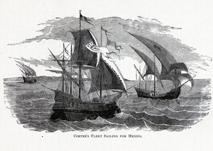 Cortezs flåte som seiler for Mexico, 1882 av Unbekannt