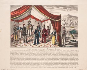 Kosakker på besøk til den tyrkiske Mushir etter slaget ved Kurekdere, 1855 av Unbekannt