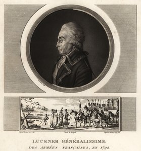 Grev Nicolas Luckner, fransk revolusjonær general, Generalissime des Armees Francaises, henrettet i 1794 av Unbekannt