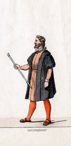 Court usher-kostymedesign for Shakespeares skuespill, Henry VIII, 1800-tallet av Unbekannt