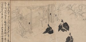Hoffolk besøker Sugawara no Michizanes likhustempel..., ca. 1300. av Unbekannt