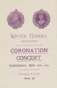 Forside av program for en kroningskonsert i Winter Garden, Cheltenham, 1902. av Unbekannt