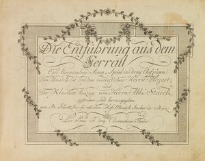 Omslag til den første utgaven av operaen Bortføringen fra Seraglio av Mozart, etter 1786 av Unbekannt