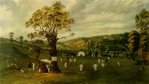 'Cricketkamp mellom Nottingham og Leicester, ca. 1829', 1947. av Unbekannt