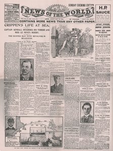 Crippens Life at Sea, forsiden av News of the World, 31. juli 1910. av Unbekannt
