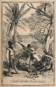 Crusoe and Friday Felling Wood, c1870 av Unbekannt